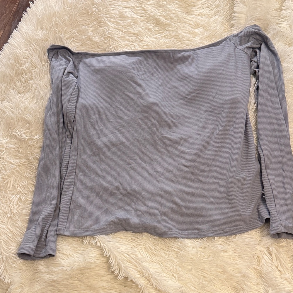 HALARA Light Gray Long Sleeve Off-Shoulder Top